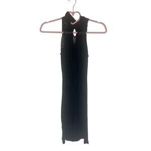 NWT Bebe Women's Mock Neck Sleeveless Bodycon Lace Dress S Black Elegant Midi
